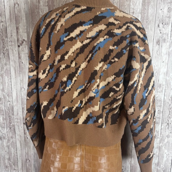 Cider Camouflage Striped Button Knit Sweater - Picture 3 of 4